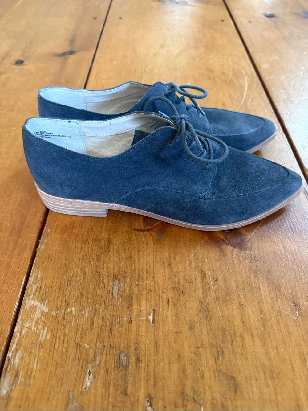 Dolce Vita Women’s Pointed Suede Lace-Up Oxfords in Slate Blue
